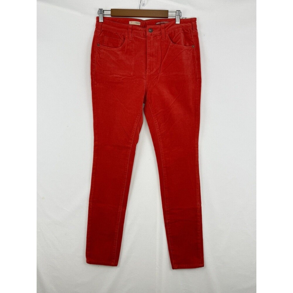 Anthropologie Pilcro High Rise Skinny Corduroy Pants Women's Sz 30 Tall Red NWT